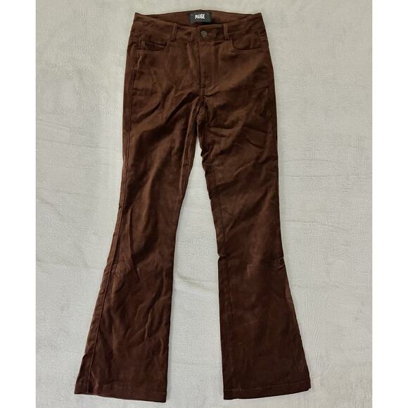PAIGE Denim - PAIGE Claudine Coffee Brown Soft Velvet Crop Flare Pants Jeans Size 23 MSRP $229